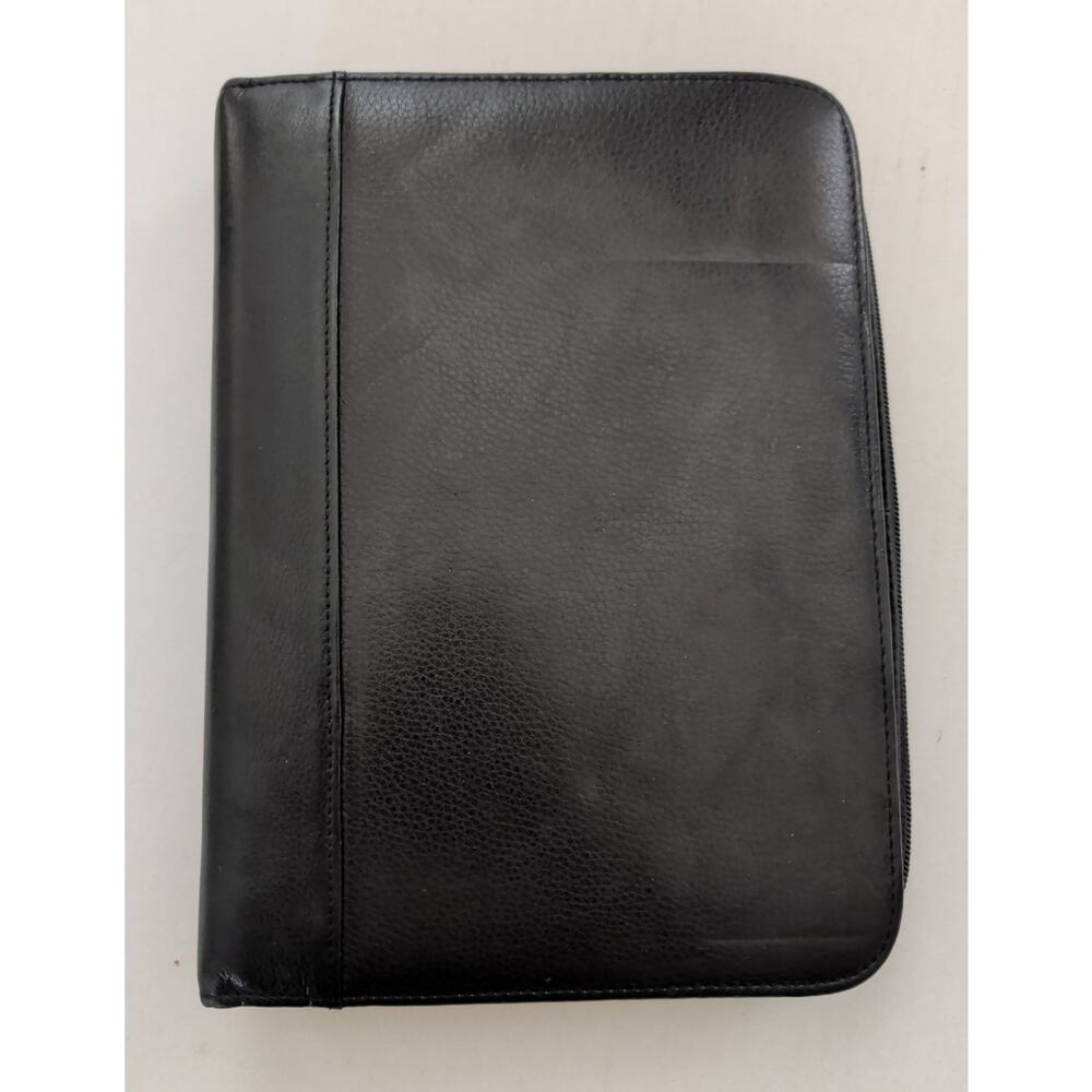 Wilsons Leather Pele Studio Black Portfolio Day Runner Planer 3 Ring Zip Around
